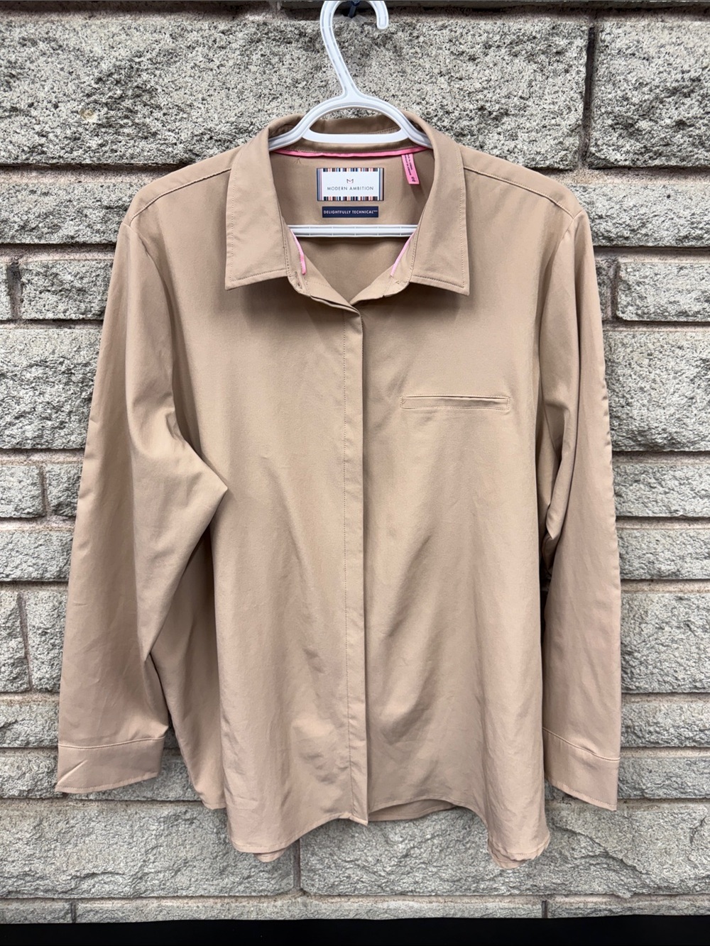 Lightweight Tan Button-Down Shirt